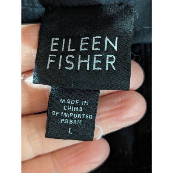 Eileen Fisher Women's Black Flat Front Cotton Wide Leg Crop Pants Large - Picture 2 of 6